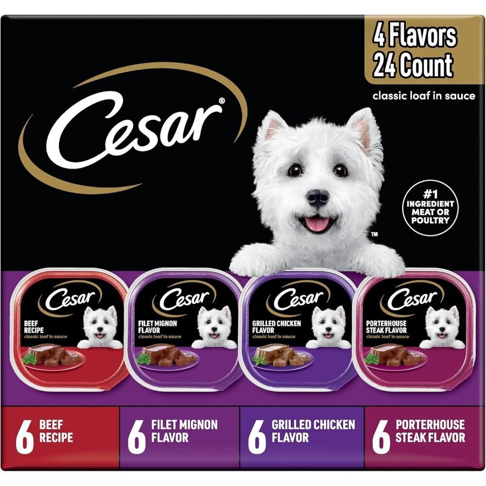 Wet Dog Food Classic Loaf in Sauce, Breakfast and Dinner with Grilled Steak &